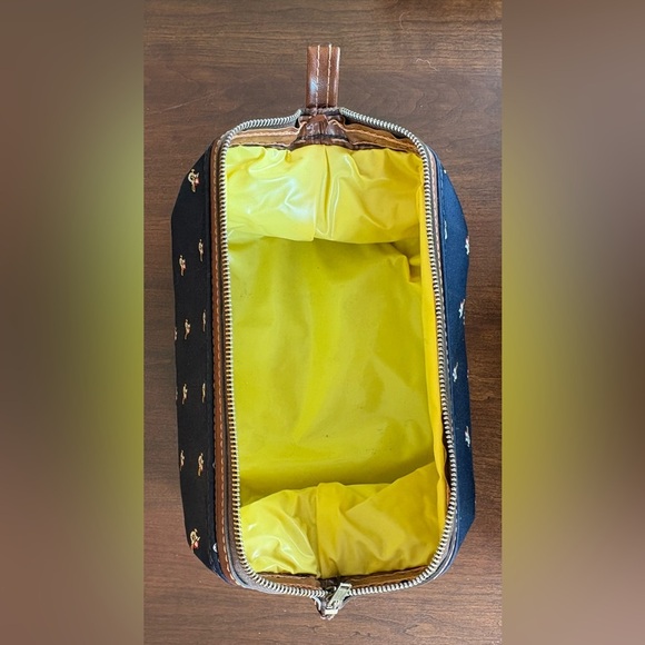 Men’s swank Vinyl Navy Anchor Canvas & Leather Toiletry Kit Travel Bag Zippered - Picture 5 of 9